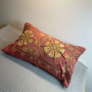 Pottery Barn Pillow Sham & Down Insert 16x26 inch Embroidered  Feathers and Down